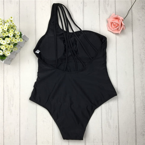 Black Bandage One Shoulder Swimsuit