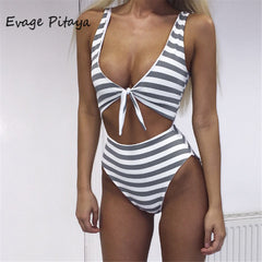 Halter Striped Swimwear