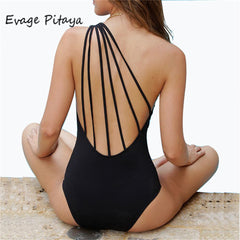 Black Bandage One Shoulder Swimsuit