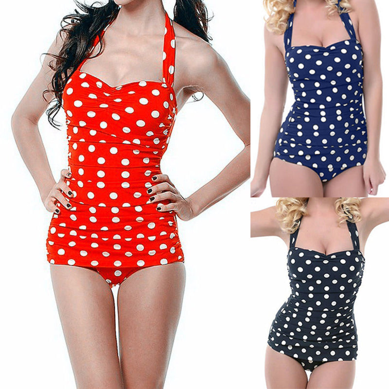 Polka Dot Swimsuit Halter