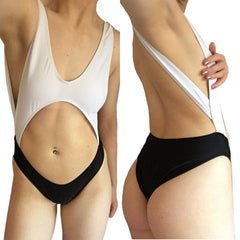 Backless White Black Pool Bathing