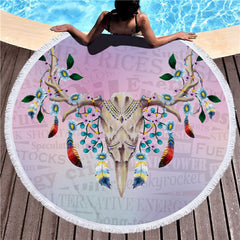 Deer Round Beach Towel